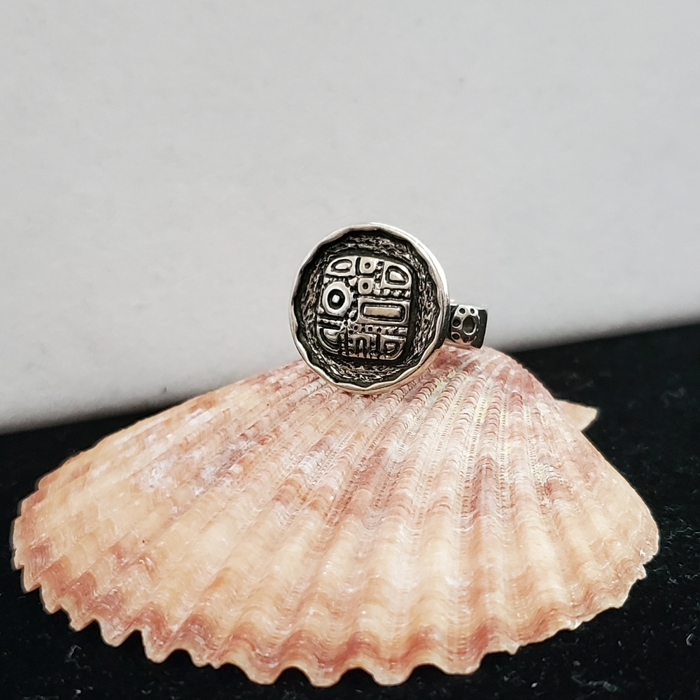 Silpada Aztec Mosaic Oxidized Sterling Silver Ring Approx.  Size 7 - Picture 3 of 15